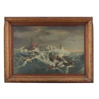 American School 19th century Shipwreck and Rescue