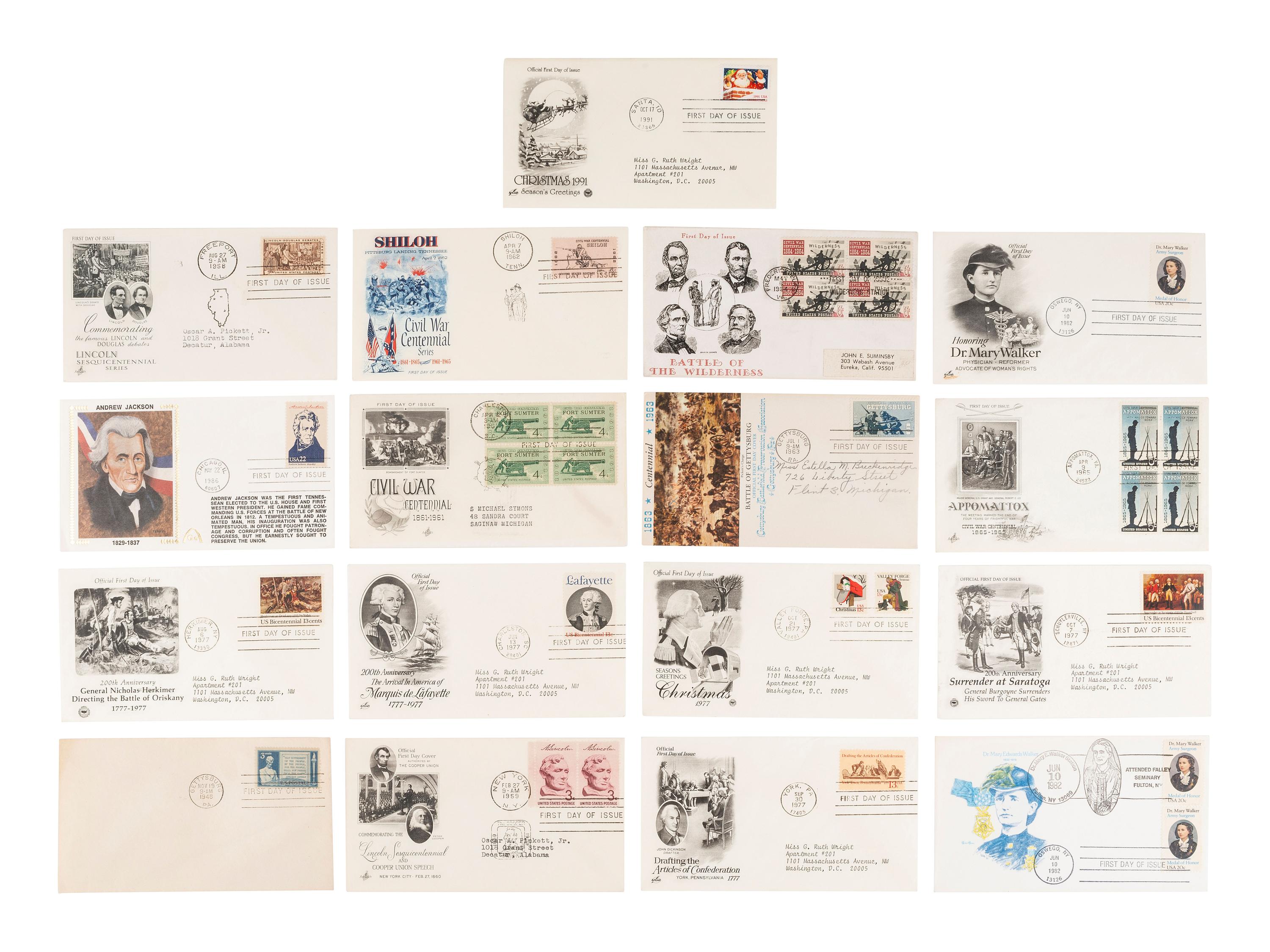 [AMERICANA]. Antebellum letters, First Day Covers, arrest warrant, rewards poster, and more.