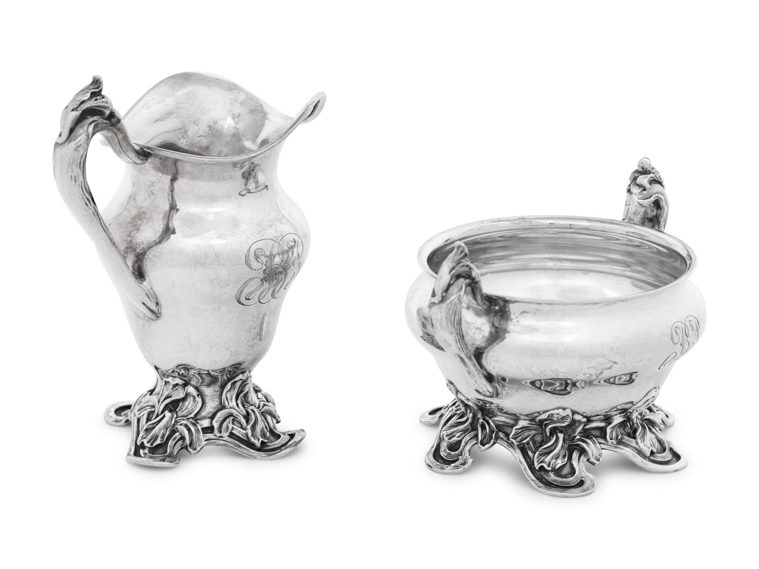 An American Silver Creamer and Sugar