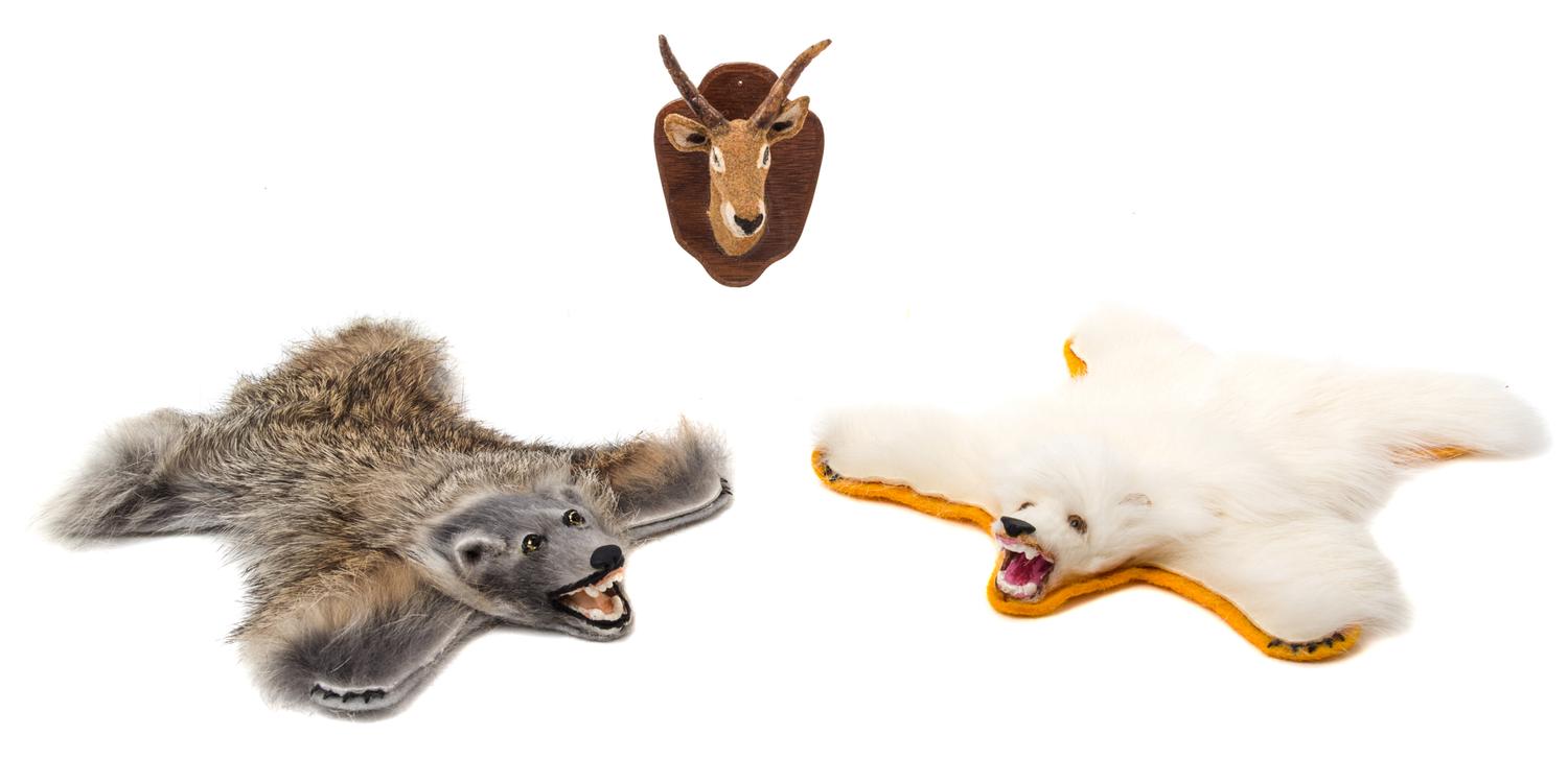 Three Models of Taxidermy Articles Length of longest 6 3/4 inches.