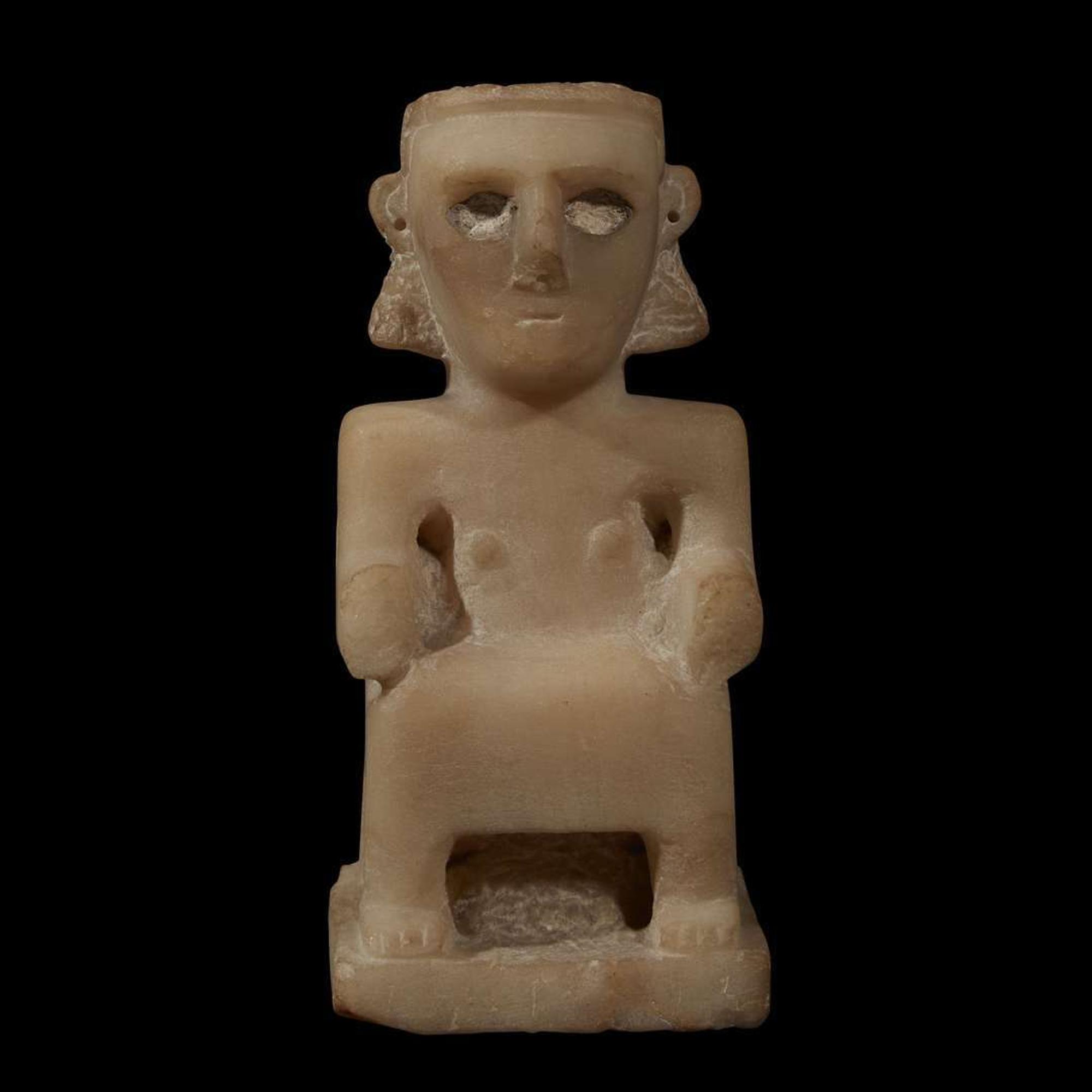 SOUTH ARABIAN SABEAN FIGURE OF A SEATED WOMAN 3rd-1st Century BC