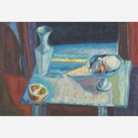 Nikolai Alexandrovich Isaev (Ukrainian, 1891-1977) Still Life with Vase, Compote and Oranges