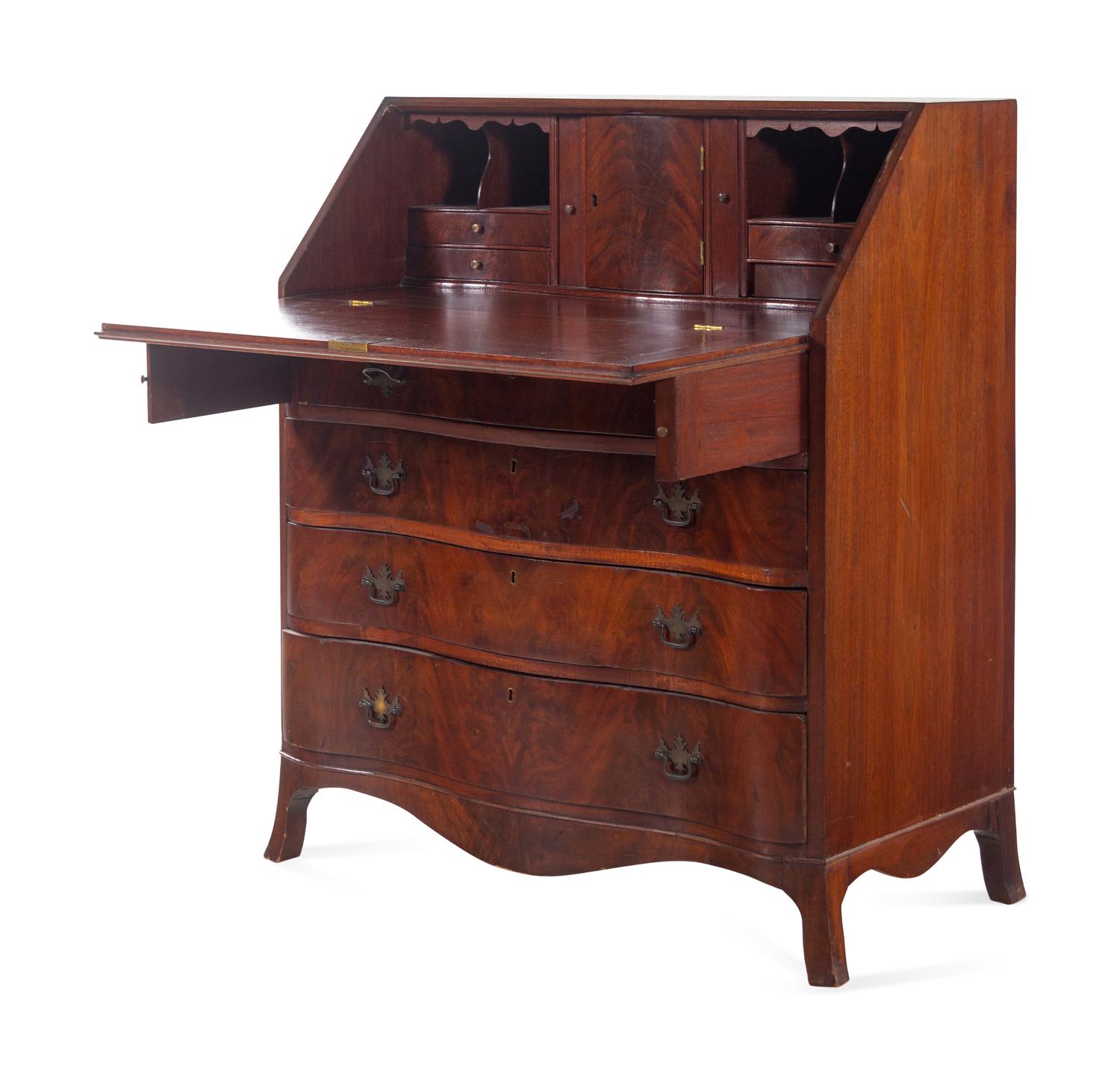 A Chippendale Style Mahogany Slant Front Desk