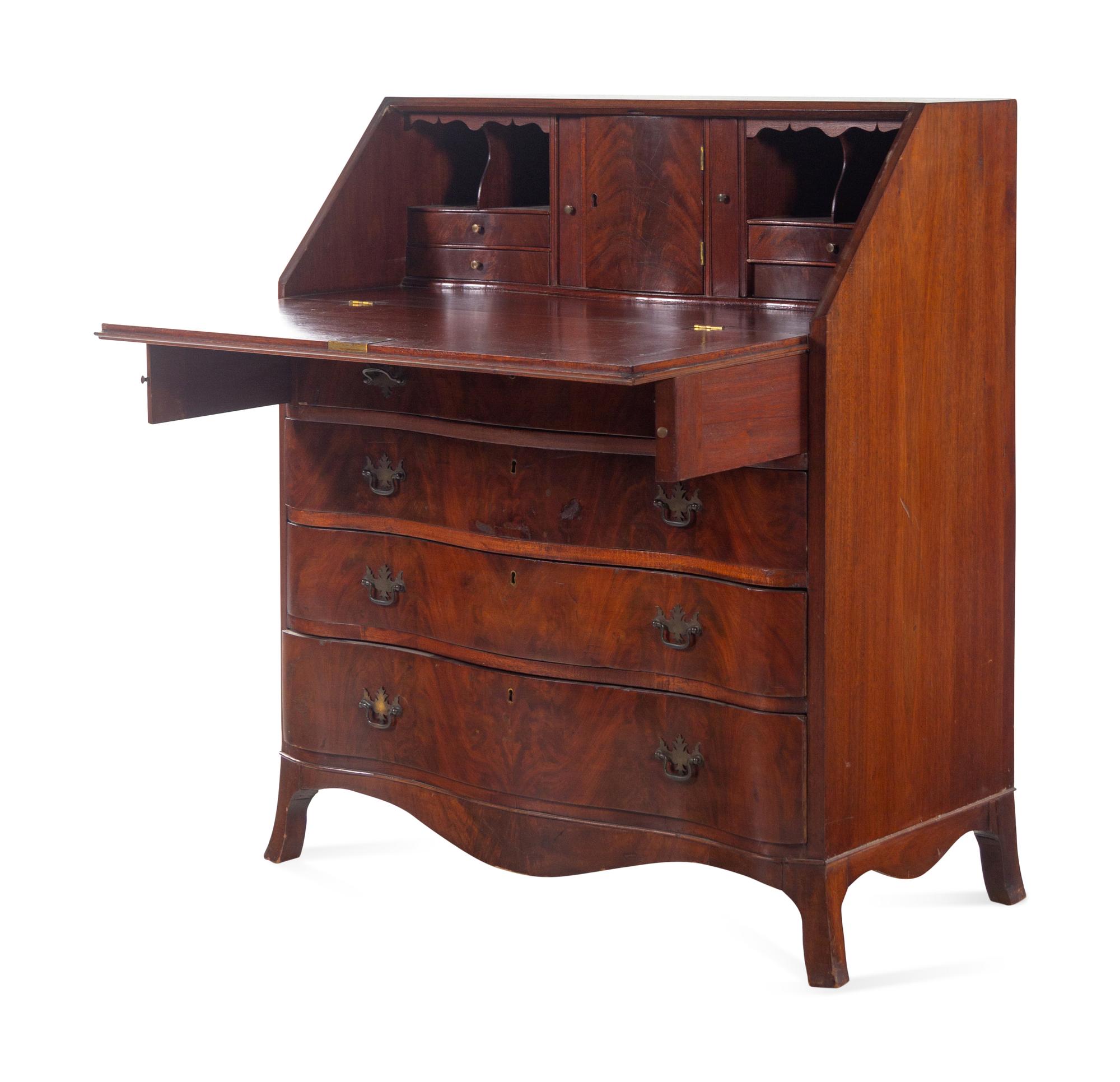 A Chippendale Style Mahogany Slant Front Desk