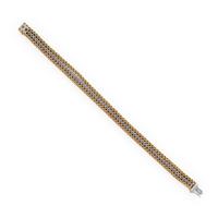 Diamond and Tricolor Gold Triple Line Bracelet