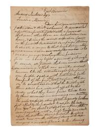 [JACKSON, Andrew (1767-1845)]. Unsigned draft letter addressed to Andrew Jackson, [ca 1828?].