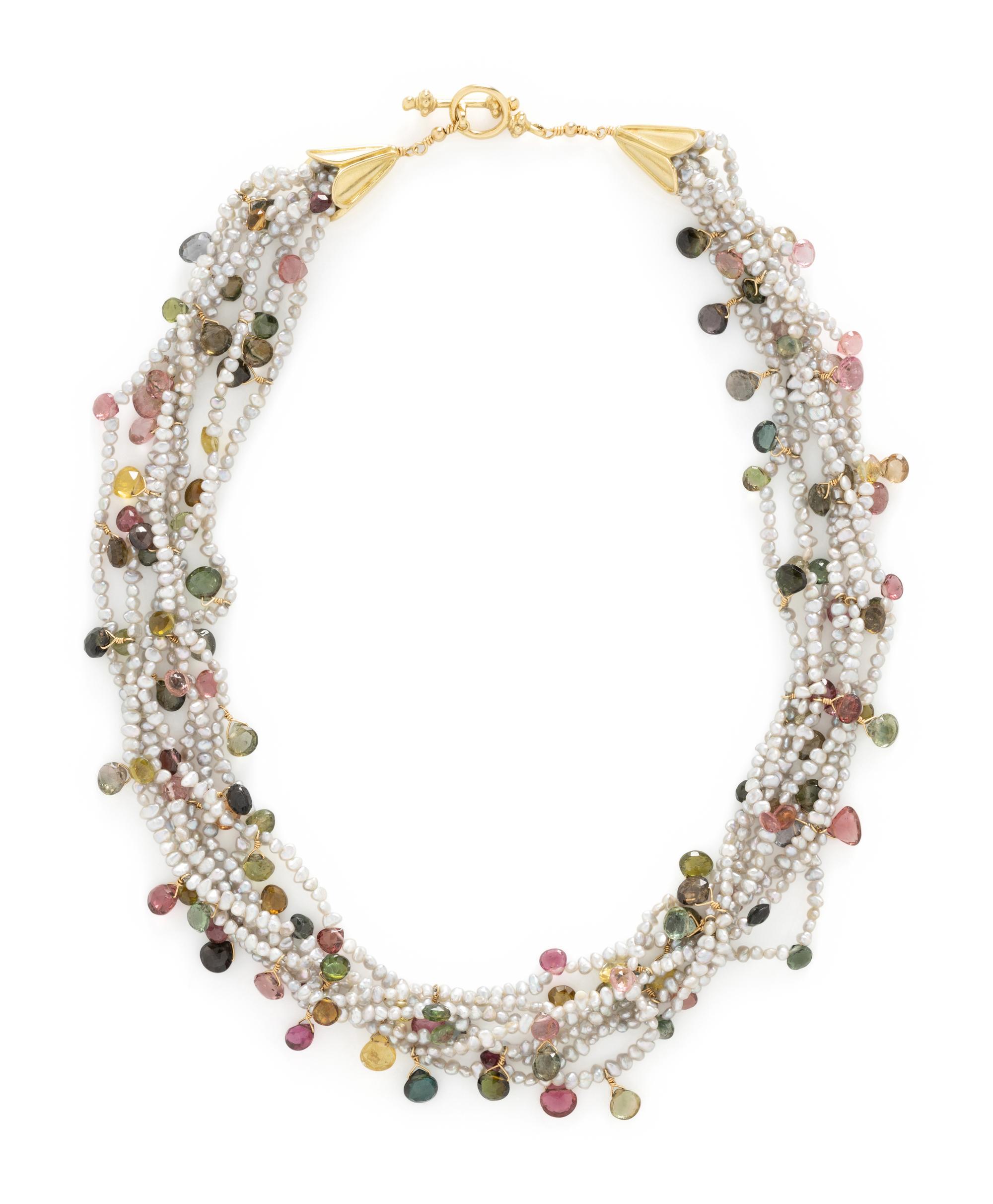 SEED PEARL AND TOURMALINE TORSADE