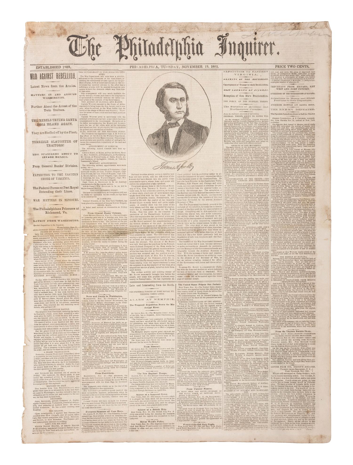 [CIVIL WAR]. 100+ issues of the Philadelphia Inquirer, New York Herald, and New York Tribune.