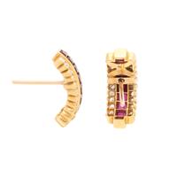SYNTHETIC RUBY AND DIAMOND EARRINGS