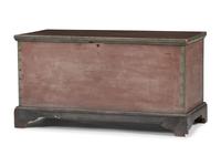 An Ohio Mennonite Red and Green Painted Stencil-Decorated Poplar Blanket Chest