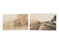 [RAILROADS]. Over 120 RPPCs & photographs of railroad stations, train depots, and roundhouses.