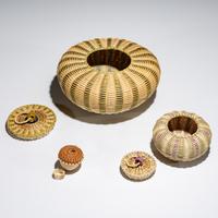 Colorful Lidded Split Ash Baskets