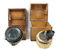 An English Brass Mounted Ship's Compass Diameter of housing 6 1/2 inches.