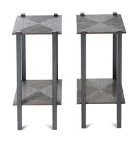 A Pair of Tuell and Reynolds Bronze and Steel Hakone Side Tables
