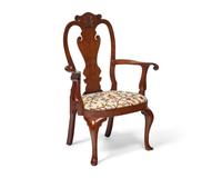 A Queen Anne Carved Walnut Armchair