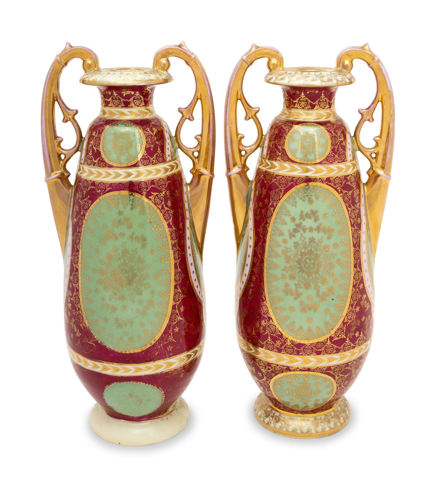 A Pair of Vienna Style Porcelain Vases