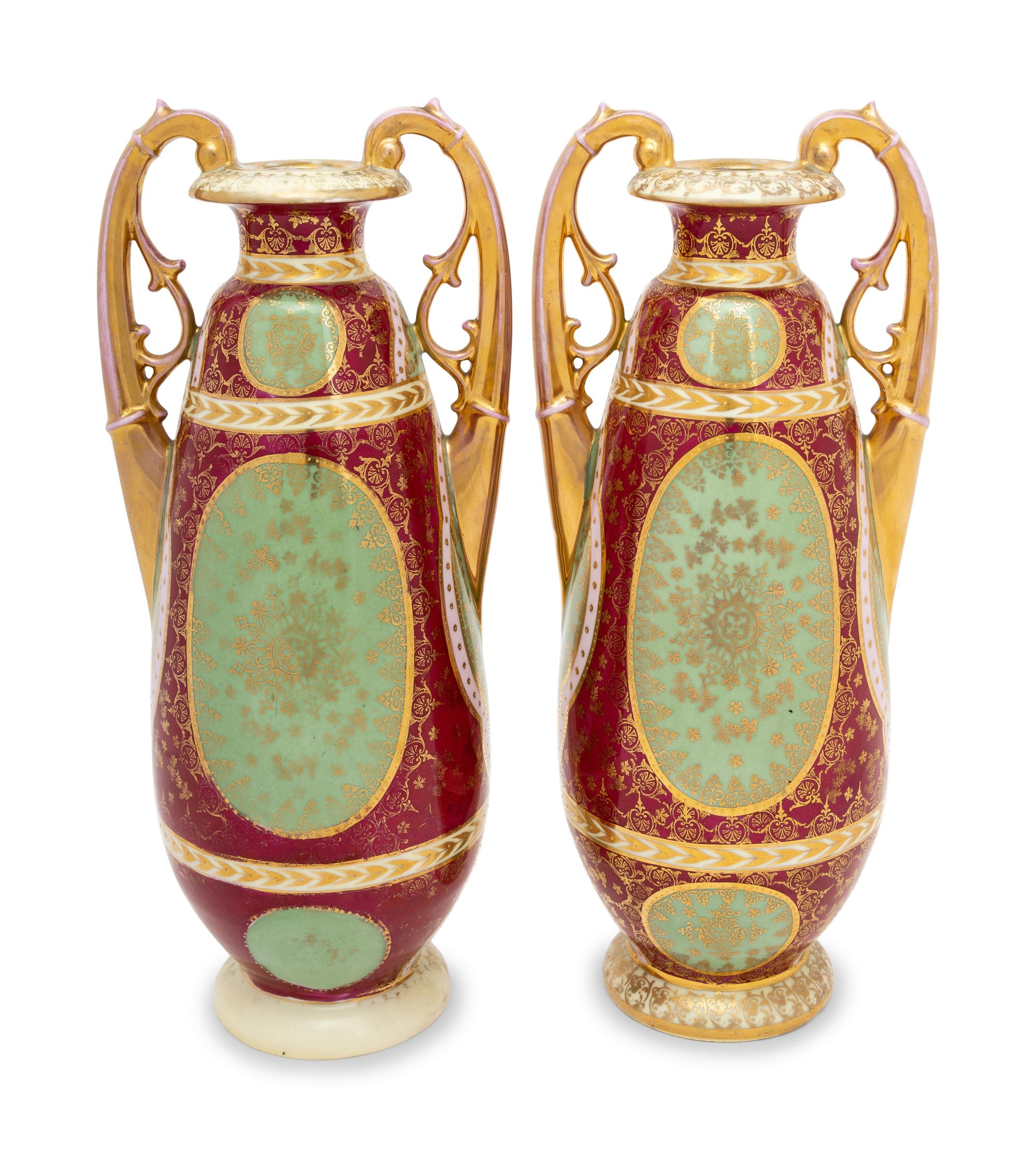 A Pair of Vienna Style Porcelain Vases
