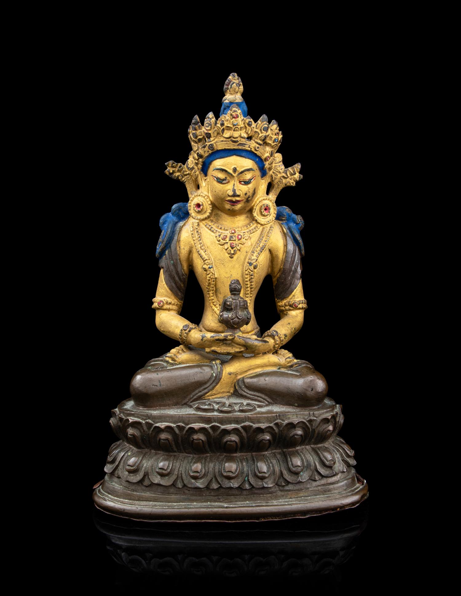 A Sino-Tibetan Parcel Gilt Bronze Figure of an Amitayus