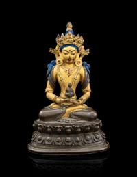 A Sino-Tibetan Parcel Gilt Bronze Figure of an Amitayus