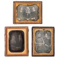 [EARLY PHOTOGRAPHY]. 22 quarter and sixth plate daguerreotype portraits of pairs and trios.
