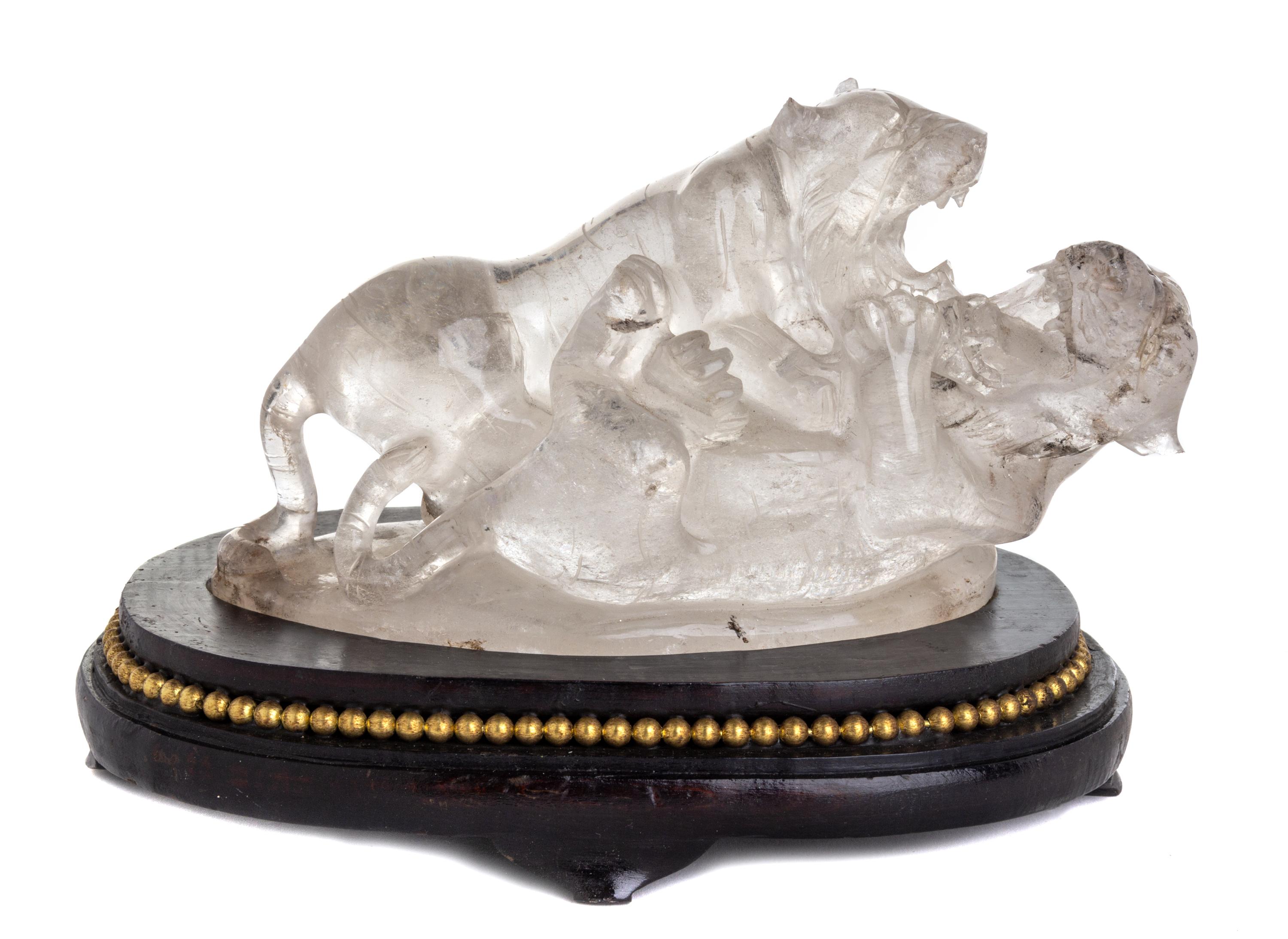 A Chinese Carved Rock Crystal Figural Group Width 9 inches. — 20TH CENTURY