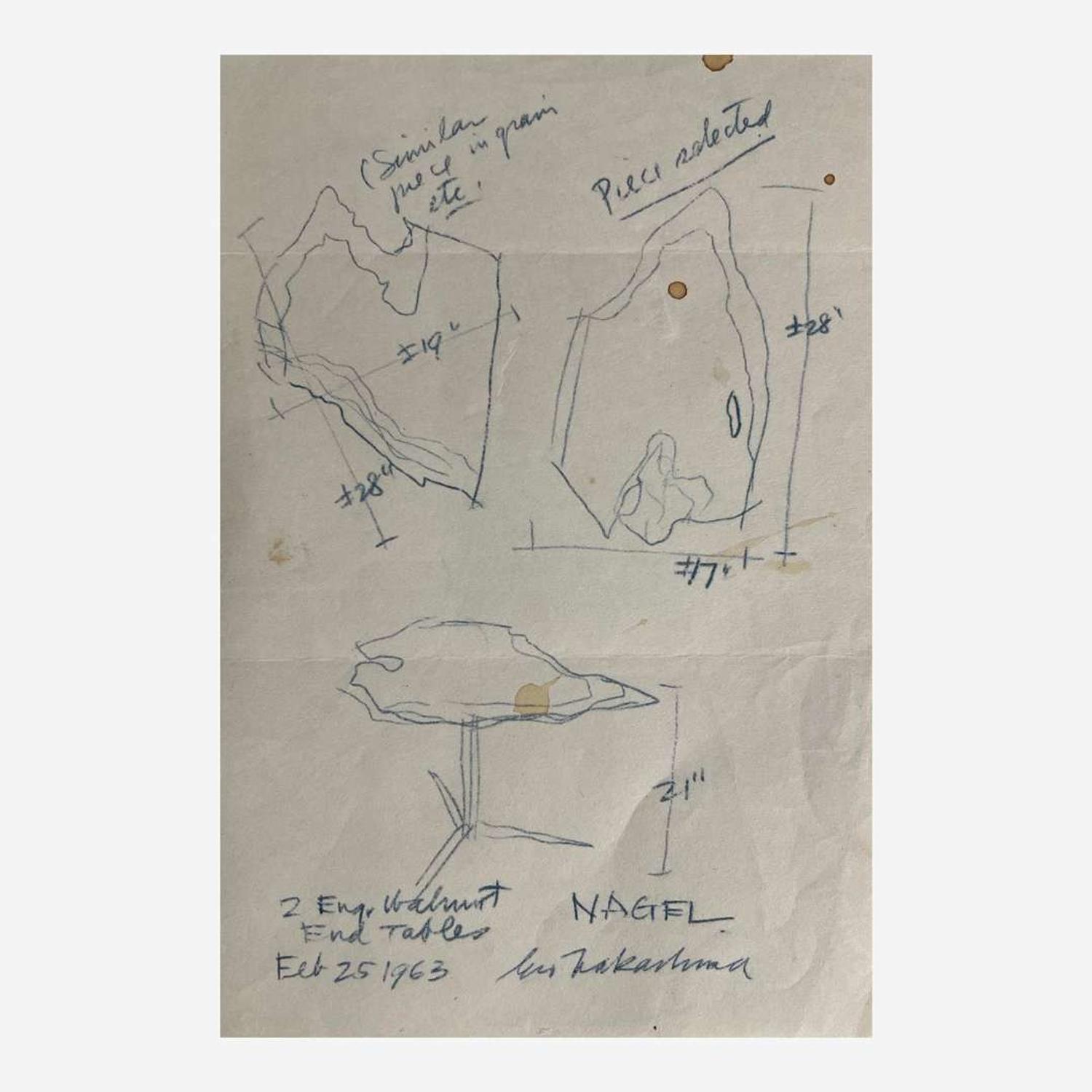 George Nakashima (American, 1905-1990) "Pedestal" End Table, New Hope, Pennsylvania, 1963