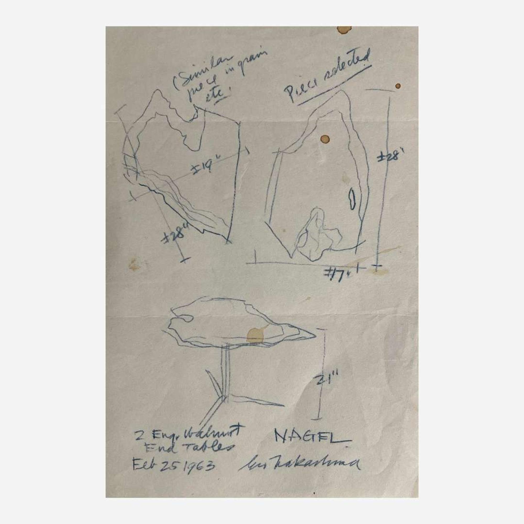 George Nakashima (American, 1905-1990) "Pedestal" End Table, New Hope, Pennsylvania, 1963