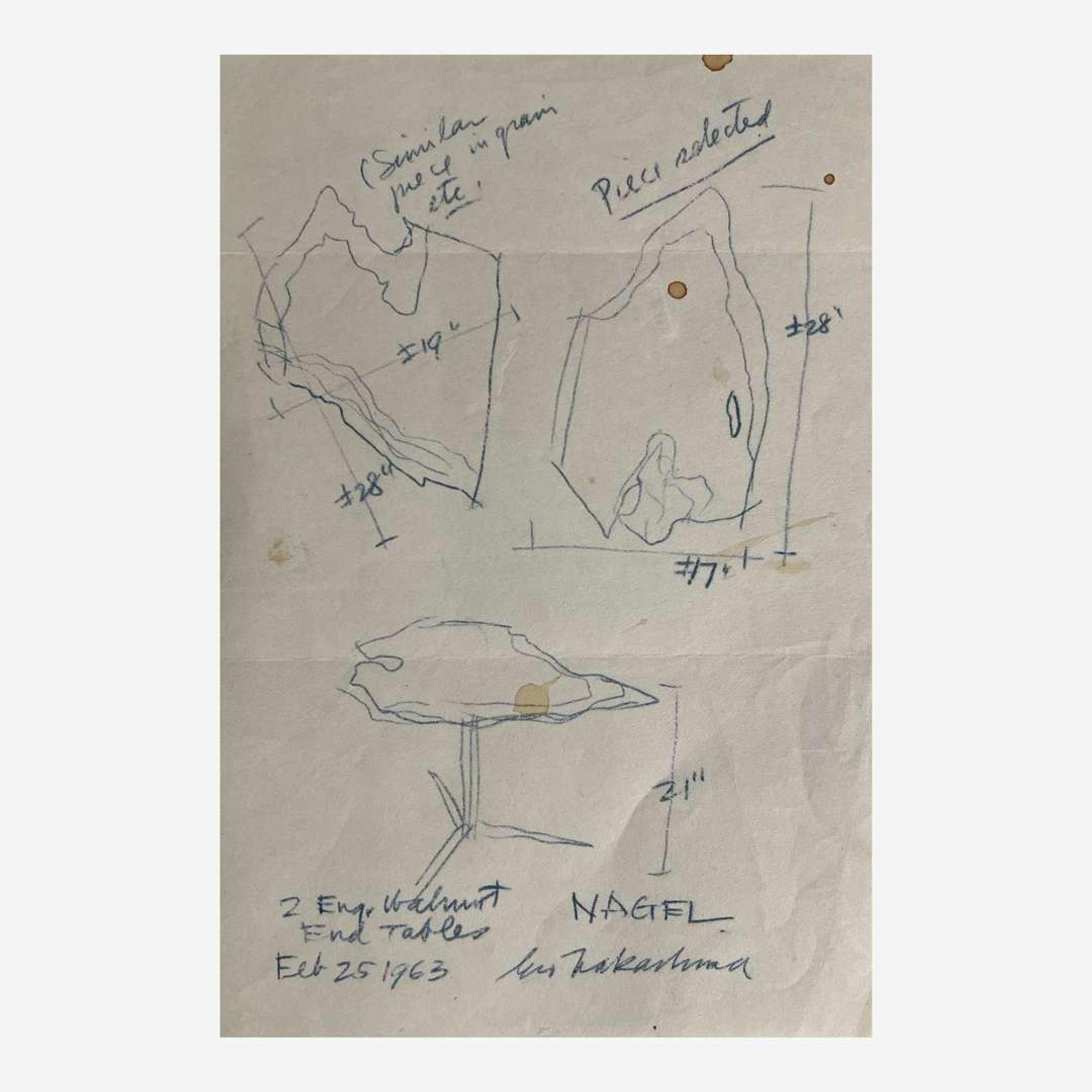 George Nakashima (American, 1905-1990) "Pedestal" End Table, New Hope, Pennsylvania, 1963