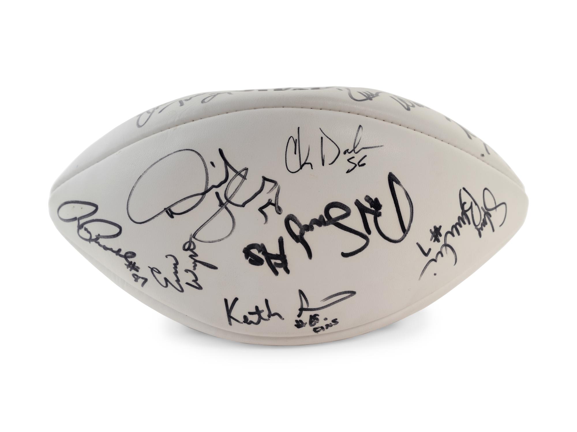 A Group of Three Signed Football Items Including Derrick Thomas and Lawrence Taylor