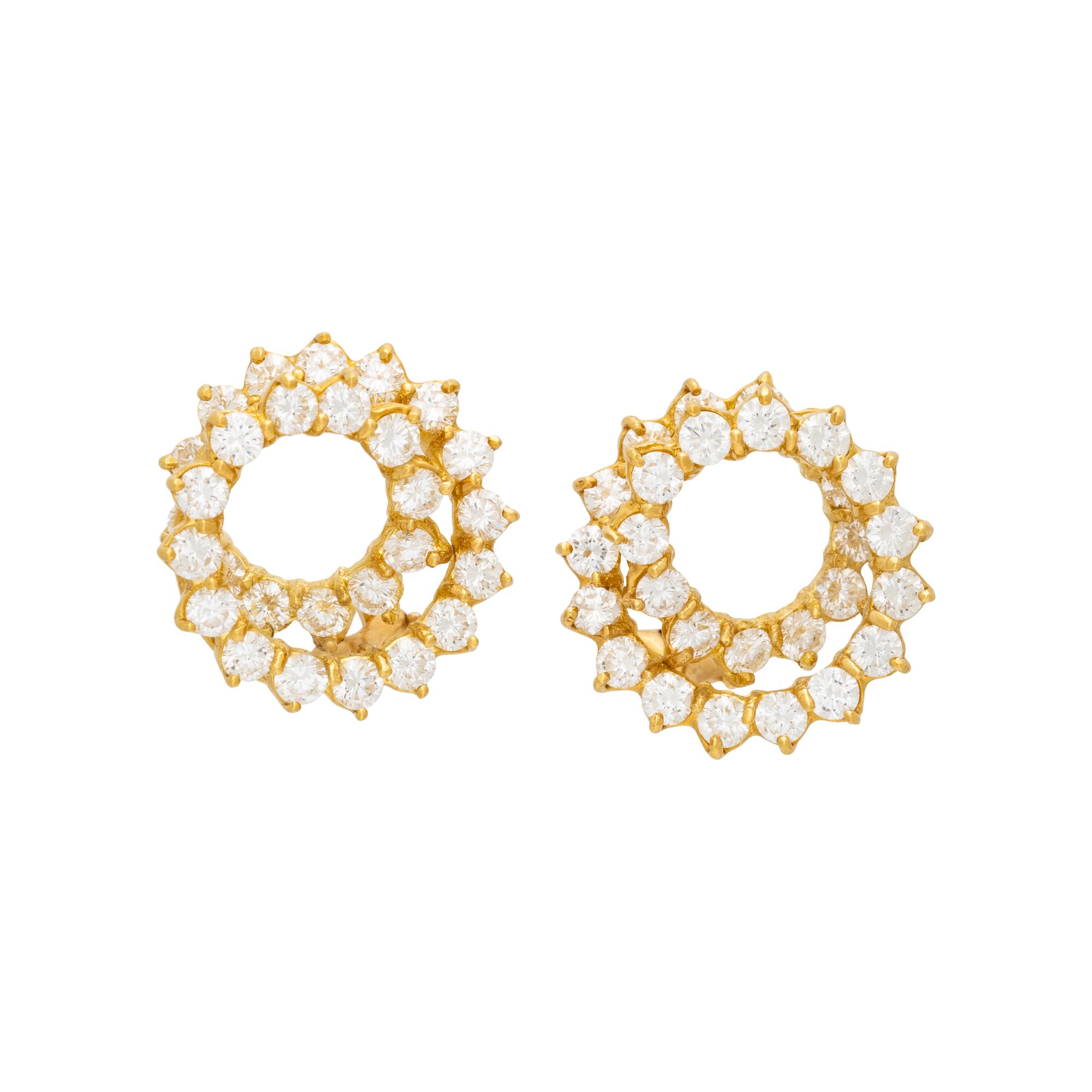 YELLOW GOLD AND DIAMOND EARCLIPS