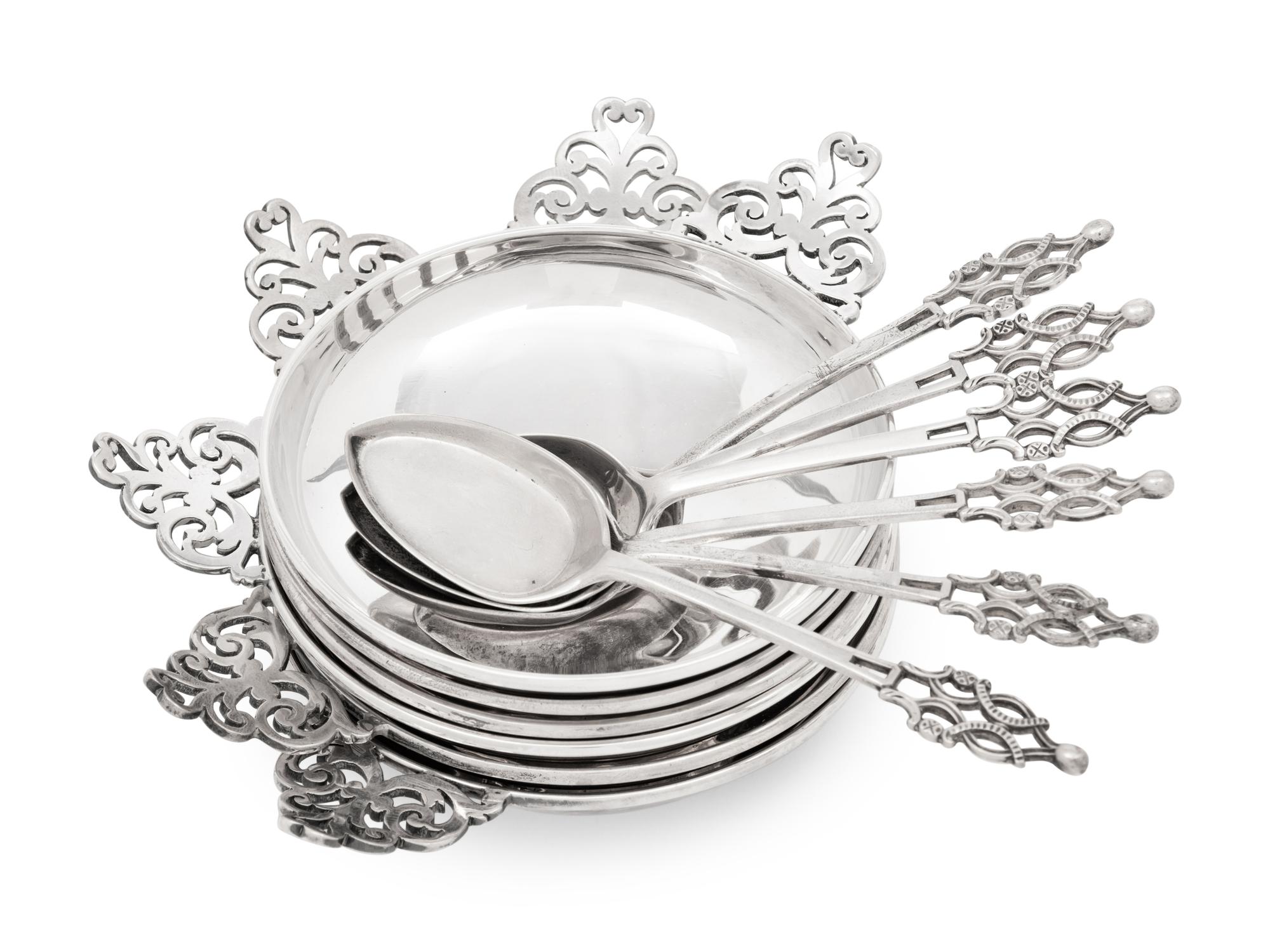 A Cased Victorian Silver Ice Cream Set