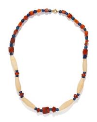 A Near Eastern Carnelian and Quartz Bead Necklace