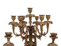A Louis XV Style Gilt Bronze and Marble Ten-Light Candelabrum