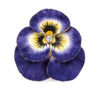 A Yellow Gold, Polychrome Enamel and Diamond Pansy Brooch, Krementz & Co., 7.00 dwts.