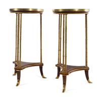 A Pair of French Gilt Bronze Marble-Top Guéridons