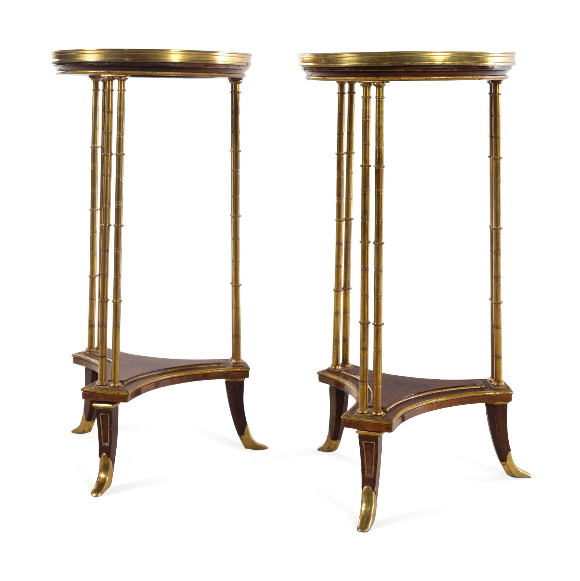 A Pair of French Gilt Bronze Marble-Top Guéridons