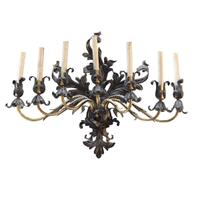 A Brass and Iron Seven Arm Wall Sconce, United States, Circa 1930,