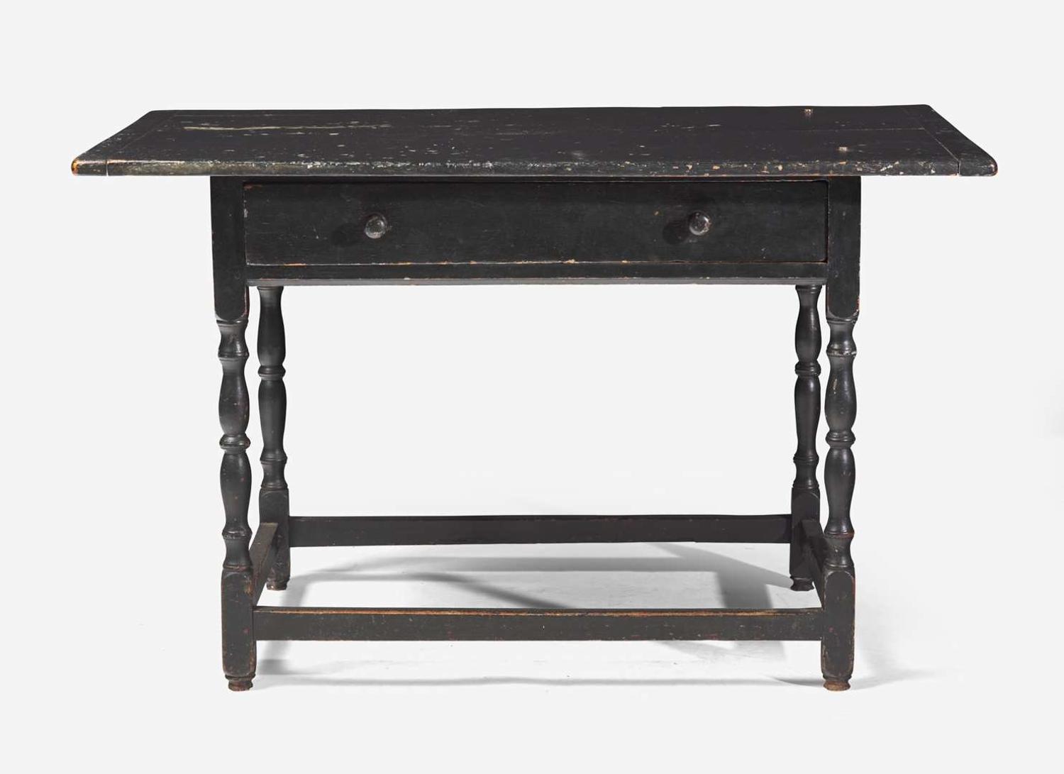 A black-painted tavern table, New England, late 18th century