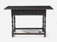 A black-painted tavern table, New England, late 18th century