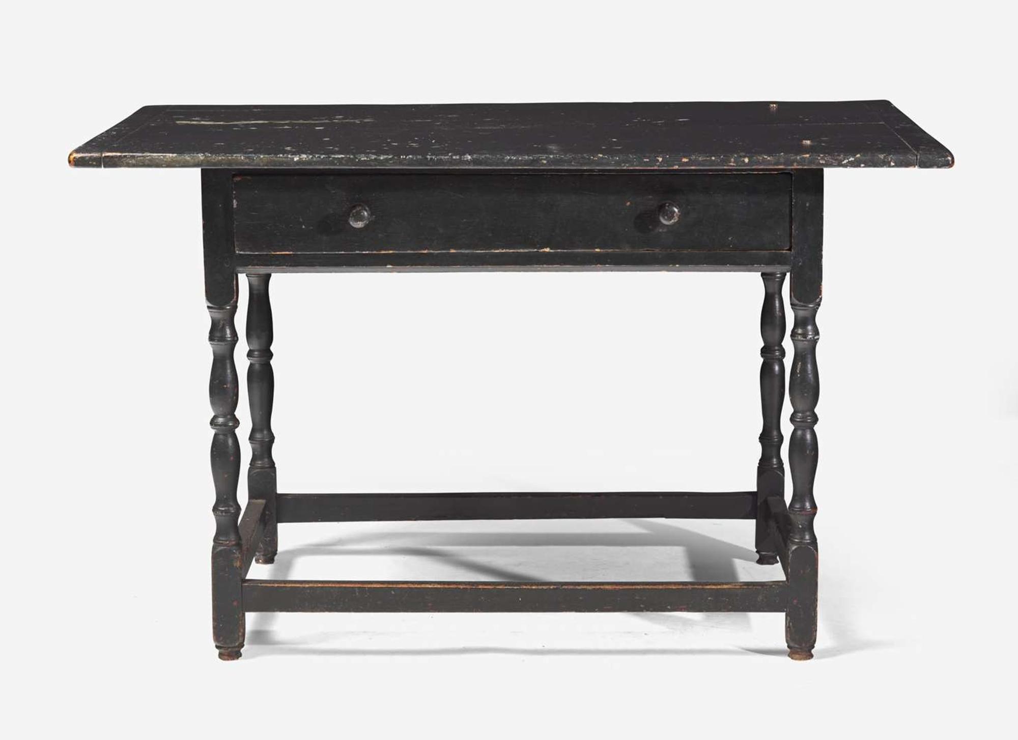 A black-painted tavern table, New England, late 18th century