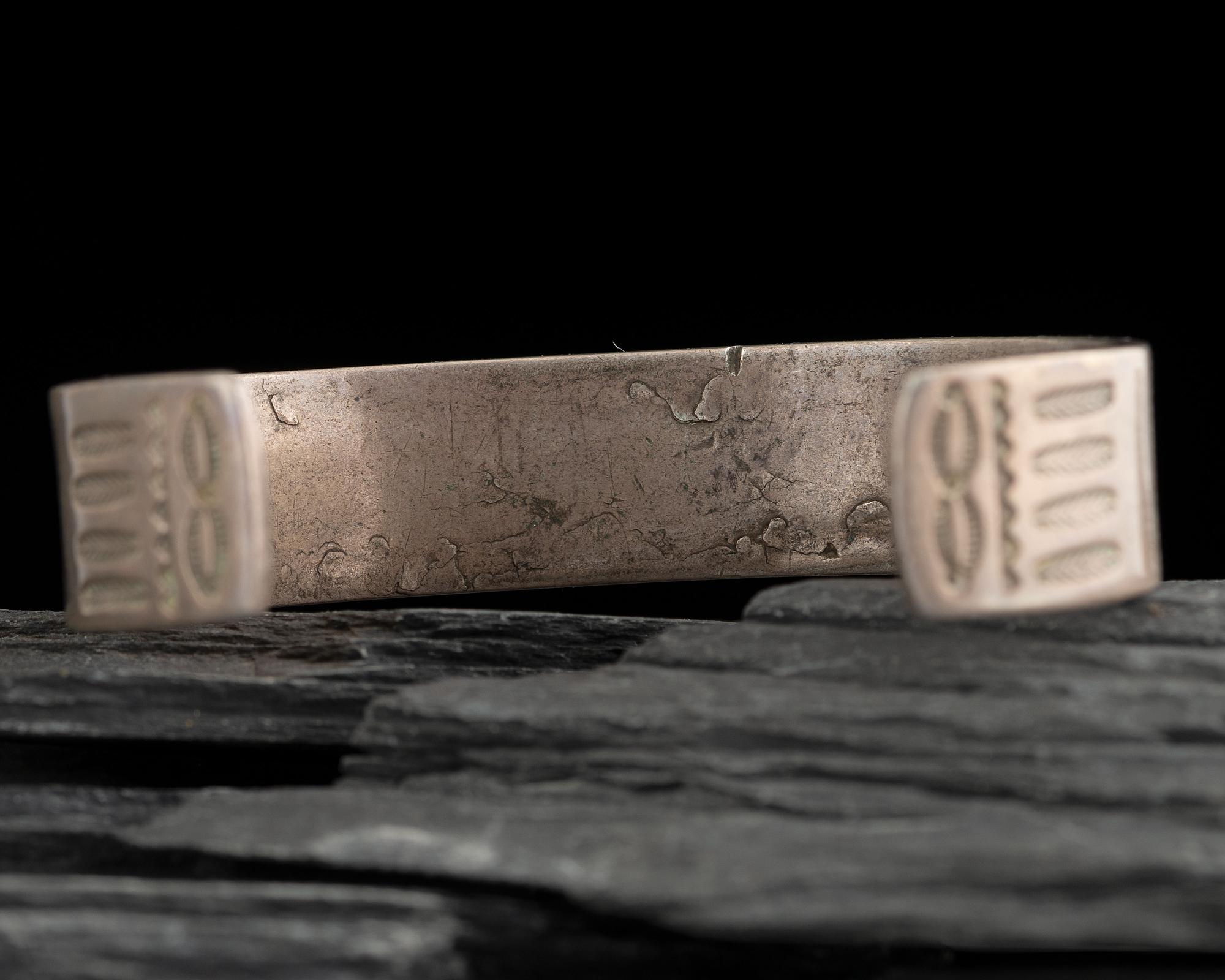 Navajo Ingot and Turquoise Cuff Bracelet