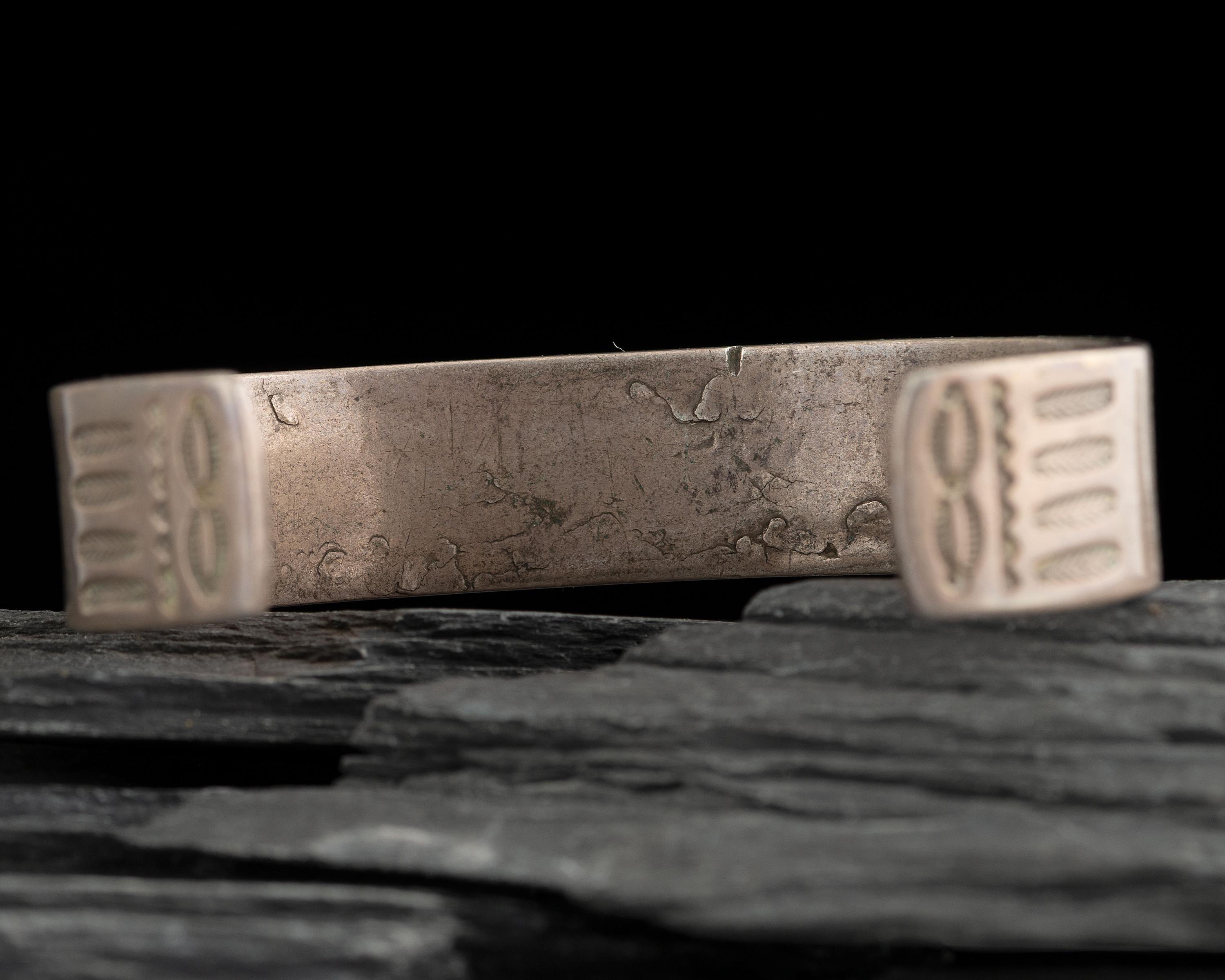 Navajo Ingot and Turquoise Cuff Bracelet