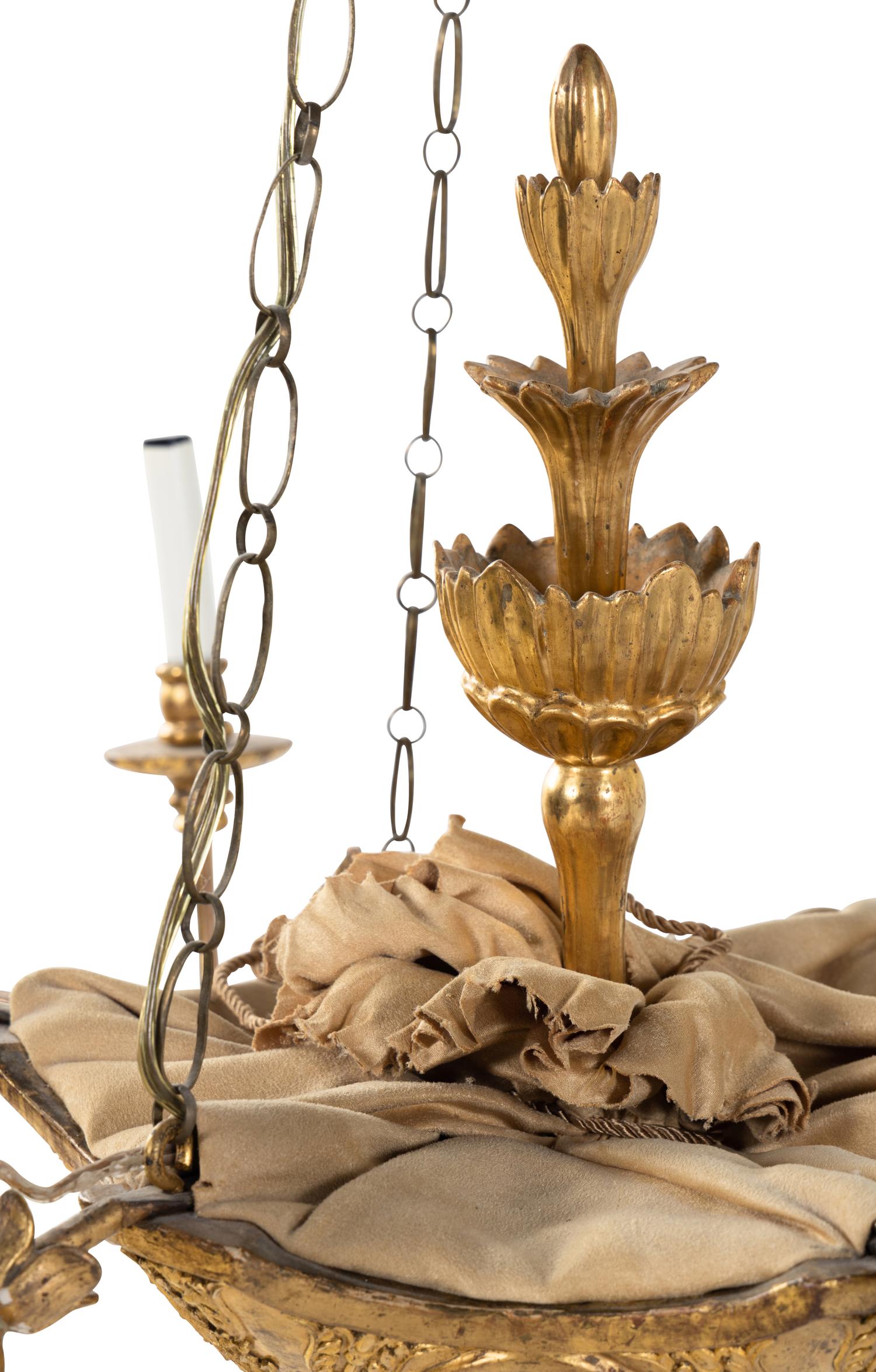 An Italian Giltwood Six-Light Chandelier