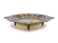 A Continental Onyx and Champlevé Plate