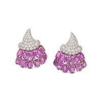 DIAMOND, PINK SAPPHIRE, AND WHITE GOLD EARRINGS