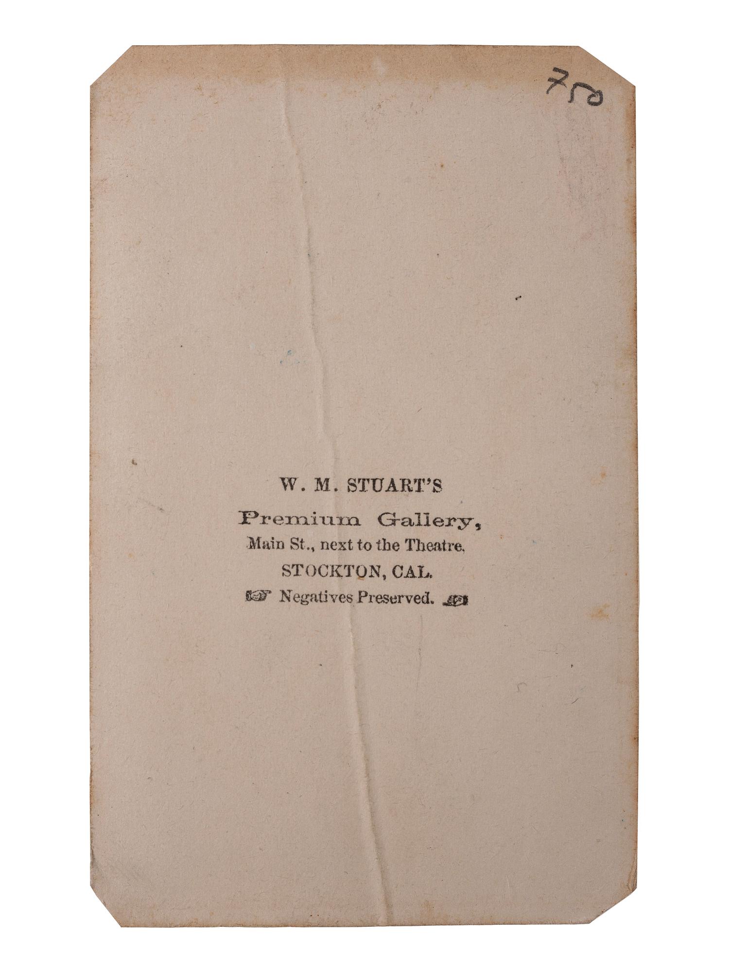 [WESTERN AMERICANA - CALIFORNIA]. STUART, W.M., photographer. CDV of street in Sacramento, California. Stockton, CA: n.d.