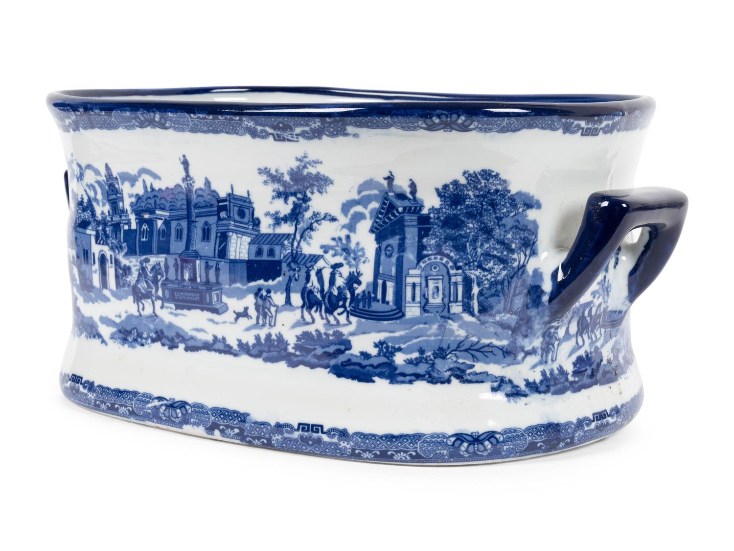 An English Transfer-Decorated Stoneware Basin
