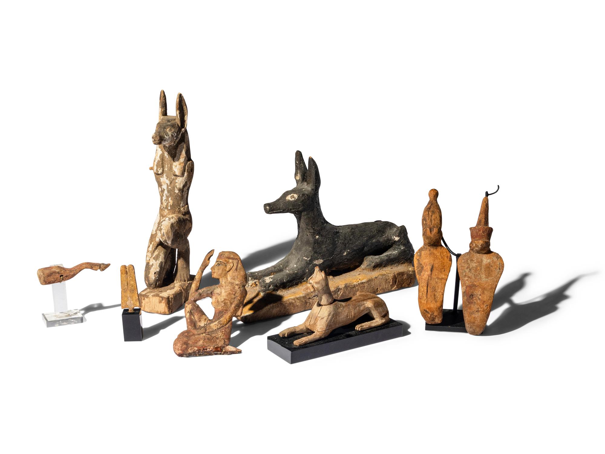 Eight Egyptian Wood Items