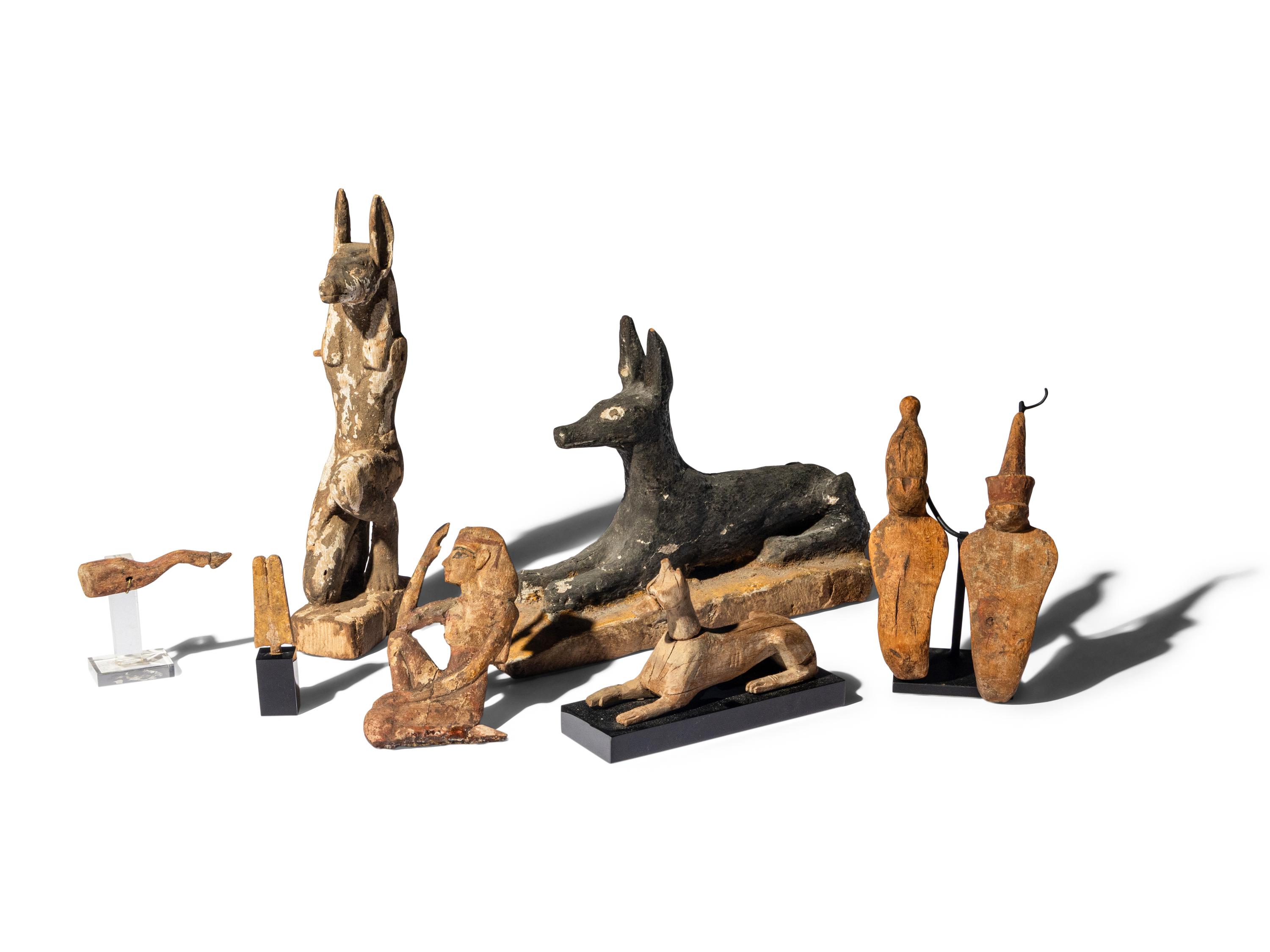 Eight Egyptian Wood Items