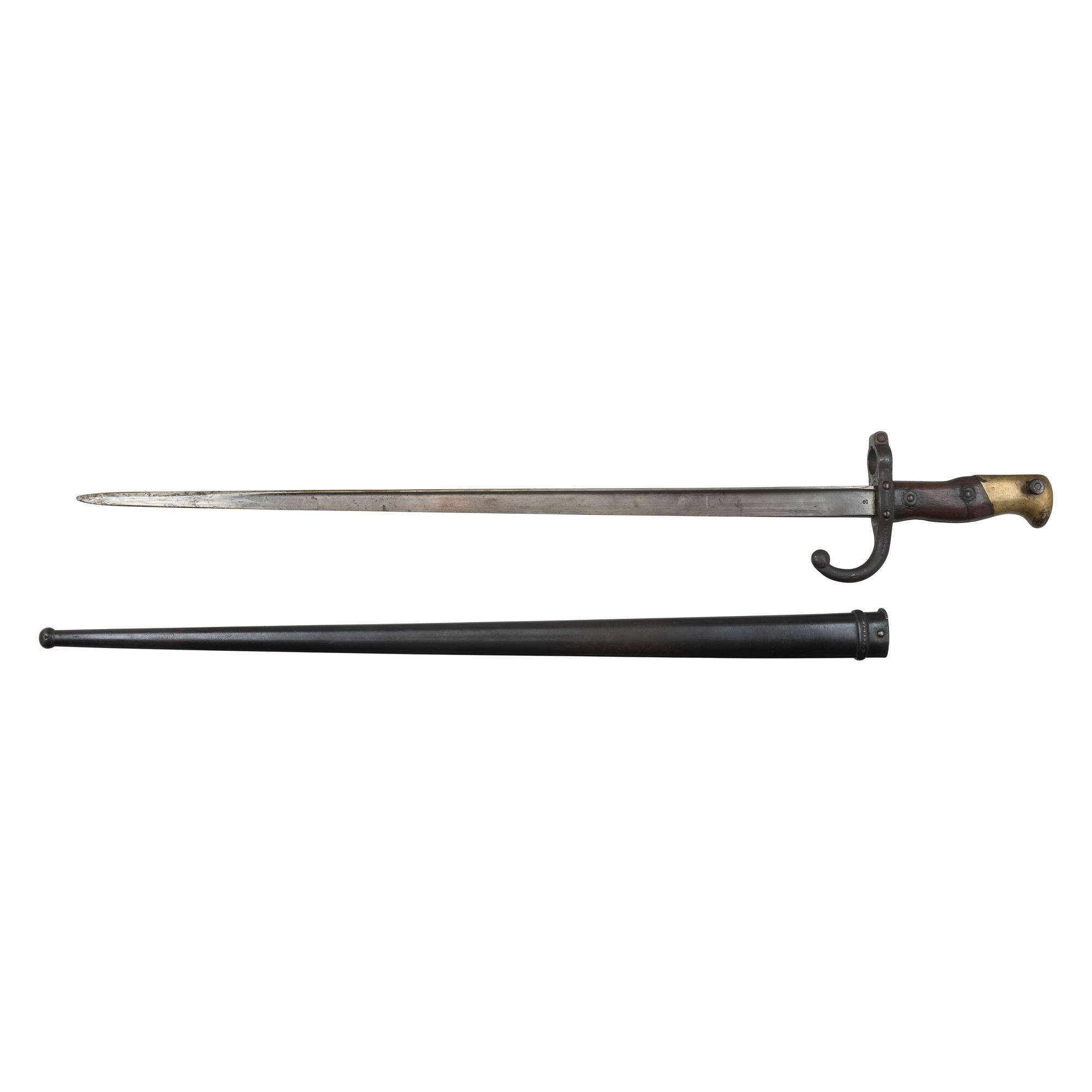 Lot of 3 Edged Weapons Including: French M1874 Gras Bayonet, US M1 Bayonet, Robeson USN Mk 2 Knife